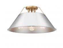  3306-3FM BCB-CH - Orwell BCB 3 Light Flush Mount in Brushed Champagne Bronze with Chrome shade